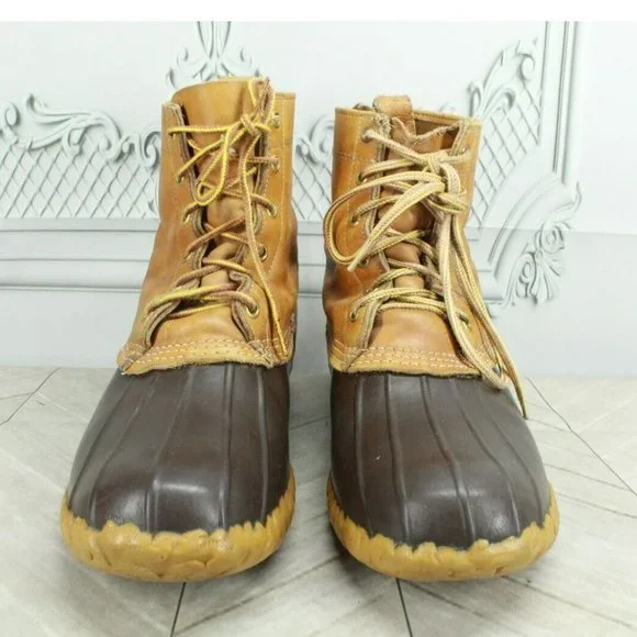 Vintage LL Bean Brown Leather Unlined Hunting Duck Boots Size 9 Medium - Picture 4 of 10